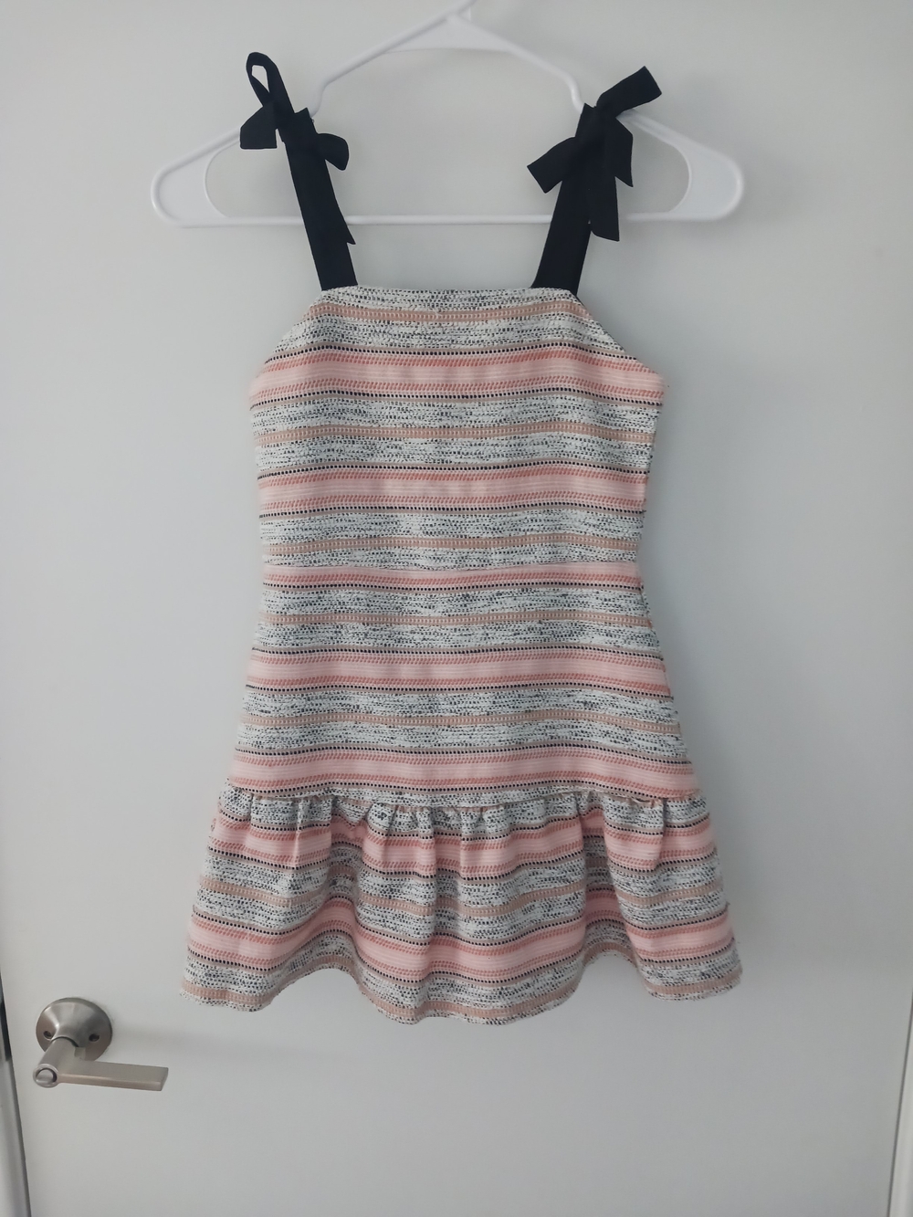 GB girls Pink and Black Striped Sundress with Tie Straps